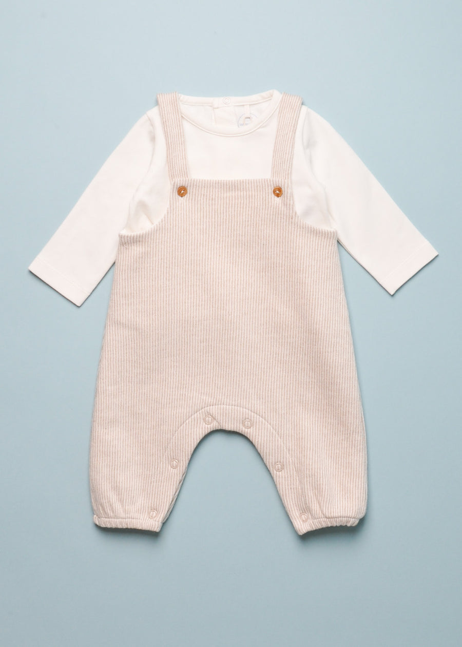 STRIPE OVERALLS WITH ATTACHED TEE