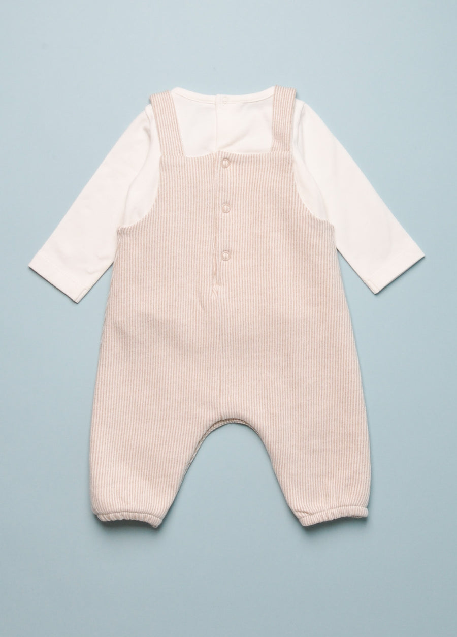 STRIPE OVERALLS WITH ATTACHED TEE