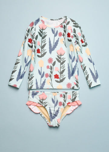 PAPER FLORAL RASHGUARD SET