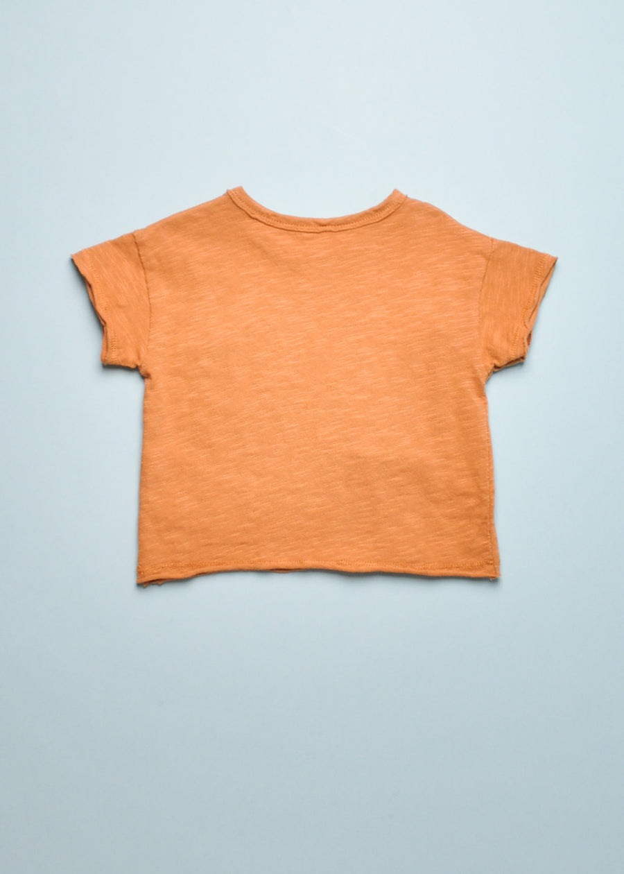 RAW EDGE POCKET TEE - LILIANA ORANGE