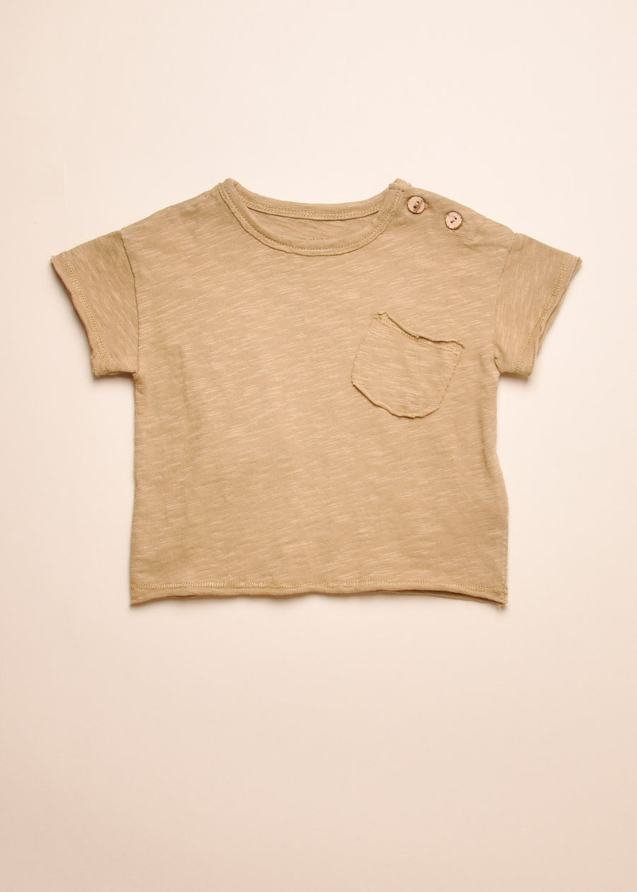 RAW EDGE POCKET TEE - TEA TREE