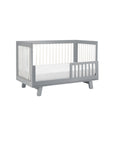 HUDSON 3-IN-1 CONVERTIBLE CRIB WITH TODDLER BED CONVERSION KIT - GREY/WHITE