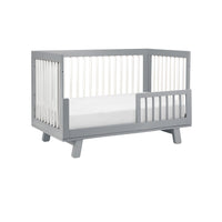 HUDSON 3-IN-1 CONVERTIBLE CRIB WITH TODDLER BED CONVERSION KIT - GREY/WHITE