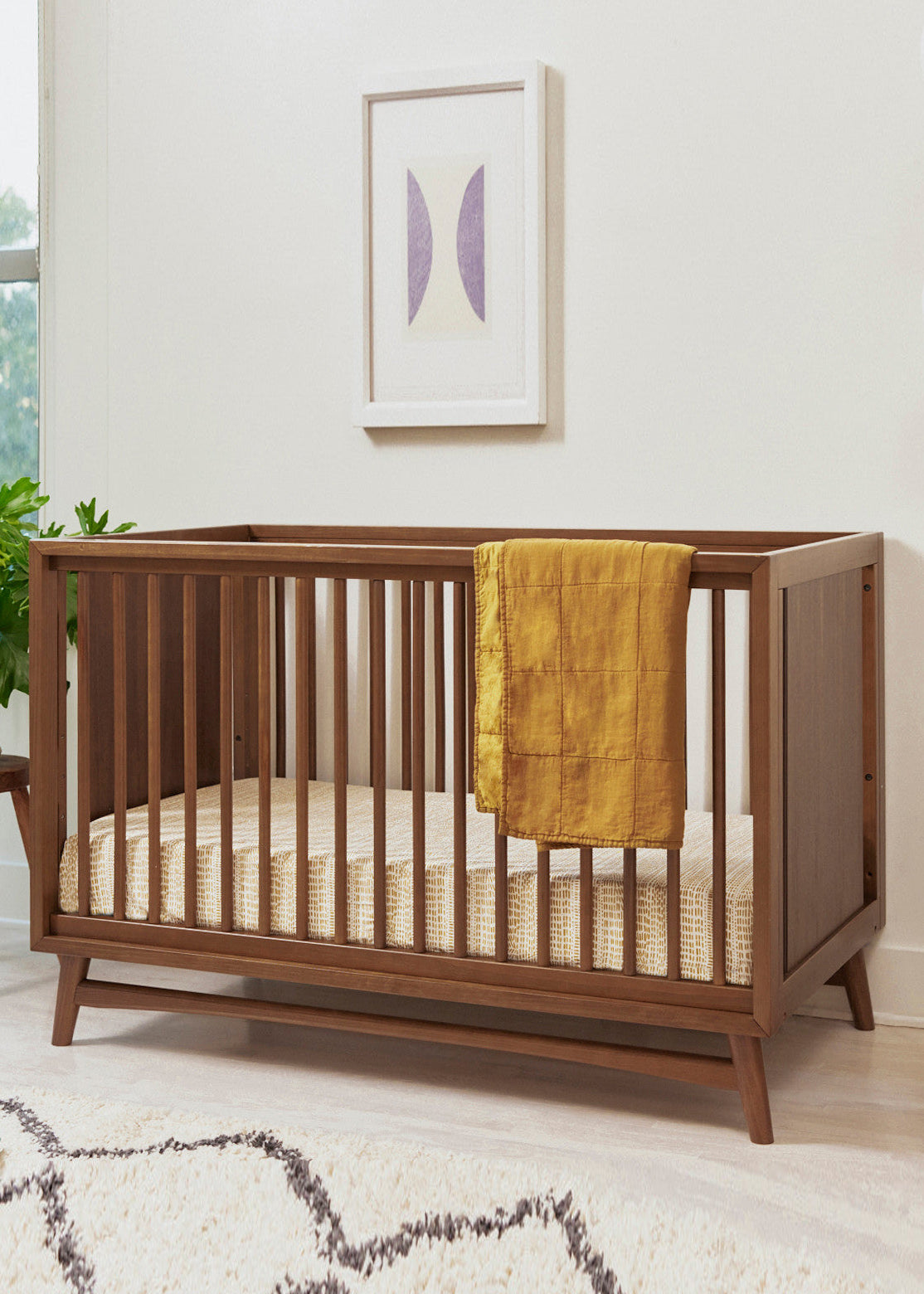 PEGGY 3 IN 1 CONVERTIBLE CRIB WITH TODDLER BED CONVERTIBLE KIT - NATURAL WALNUT