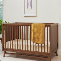 PEGGY 3 IN 1 CONVERTIBLE CRIB WITH TODDLER BED CONVERTIBLE KIT - NATURAL WALNUT