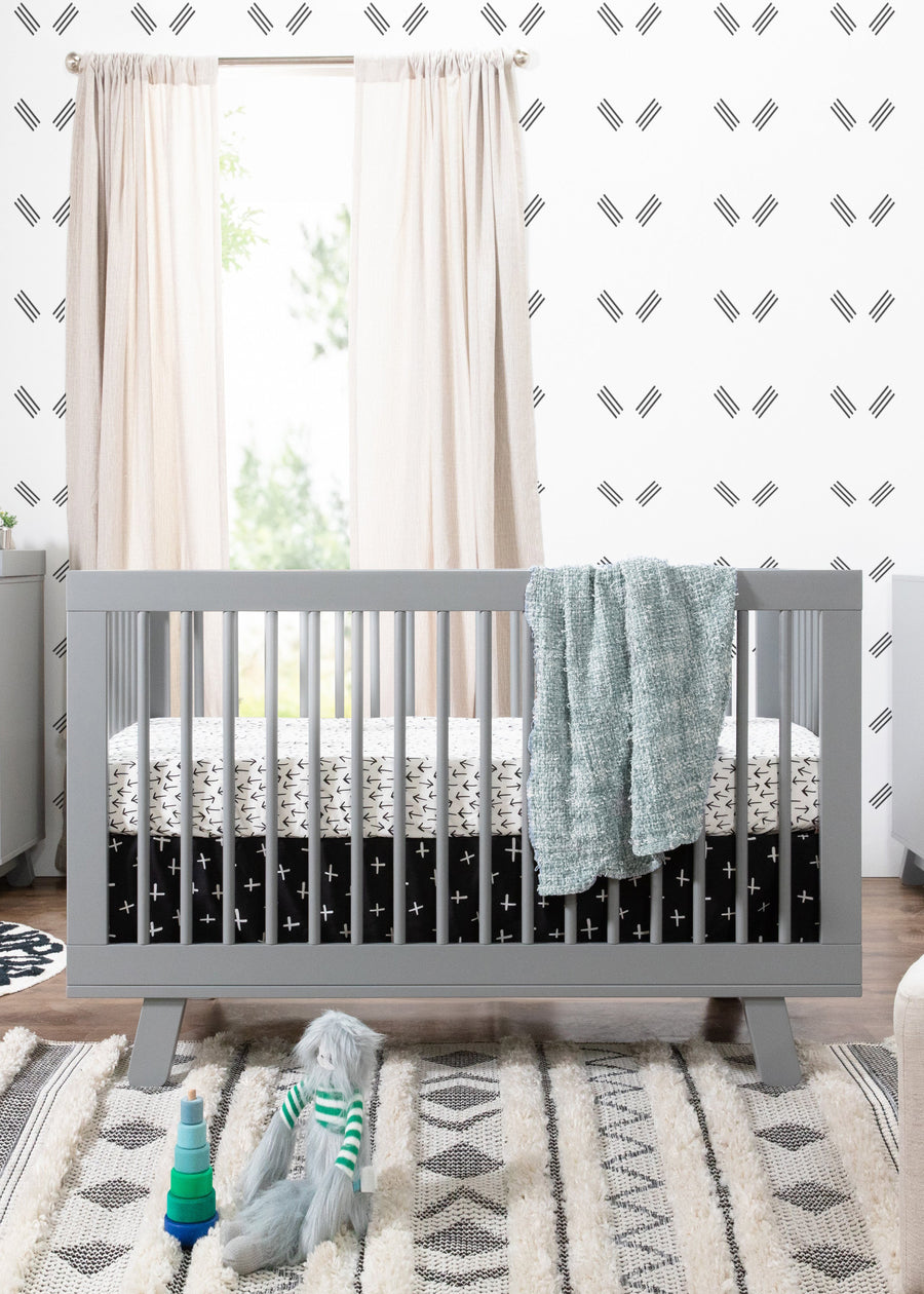 HUDSON 3-IN-1 CONVERTIBLE CRIB WITH TODDLER BED CONVERSION KIT - GREY