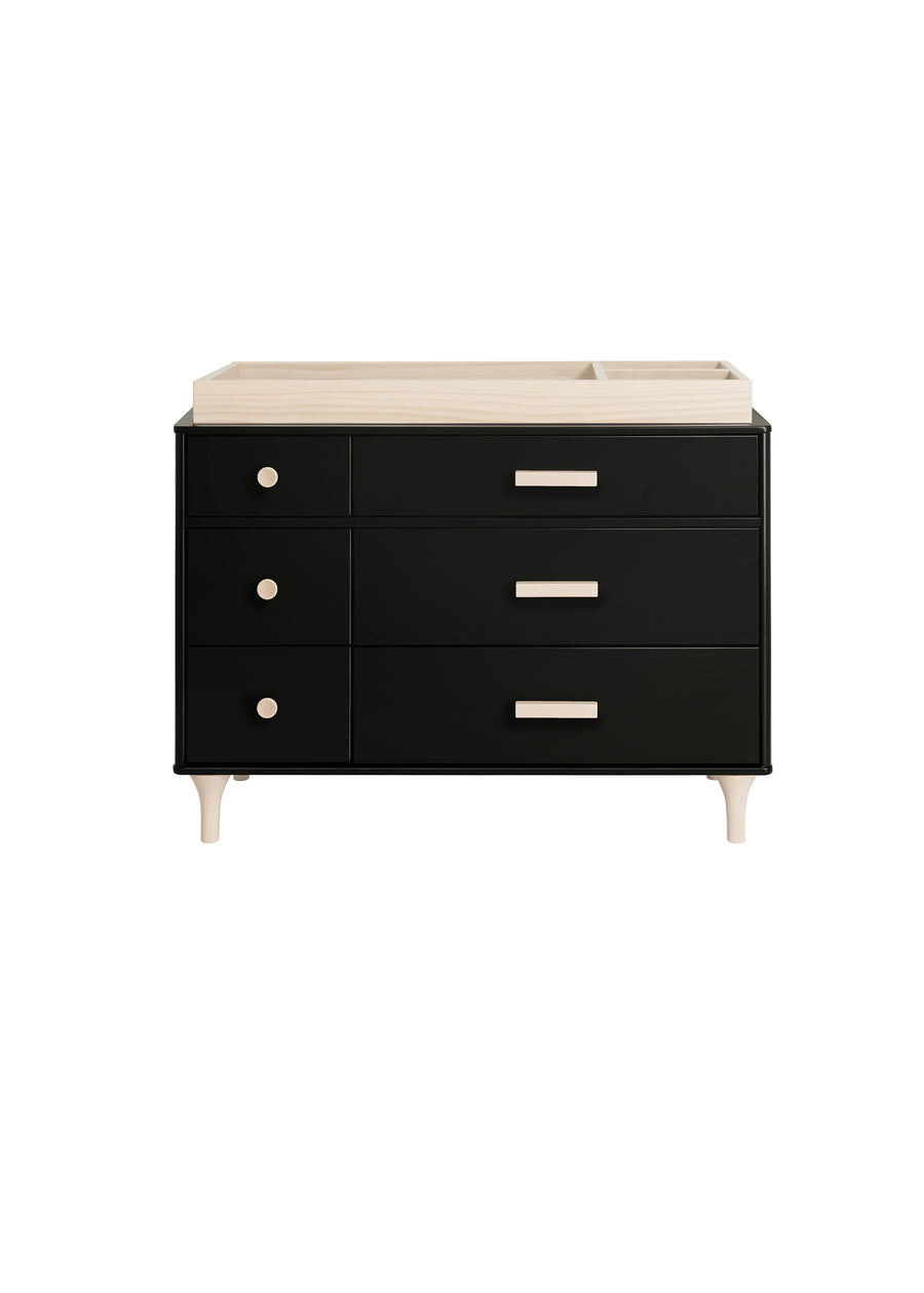 LOLLY 6 DRAWER ASSEMBLED DOUBLE DRESSER - BLACK/WASHED NATURAL