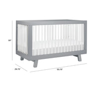 HUDSON 3-IN-1 CONVERTIBLE CRIB WITH TODDLER BED CONVERSION KIT - GREY/WHITE