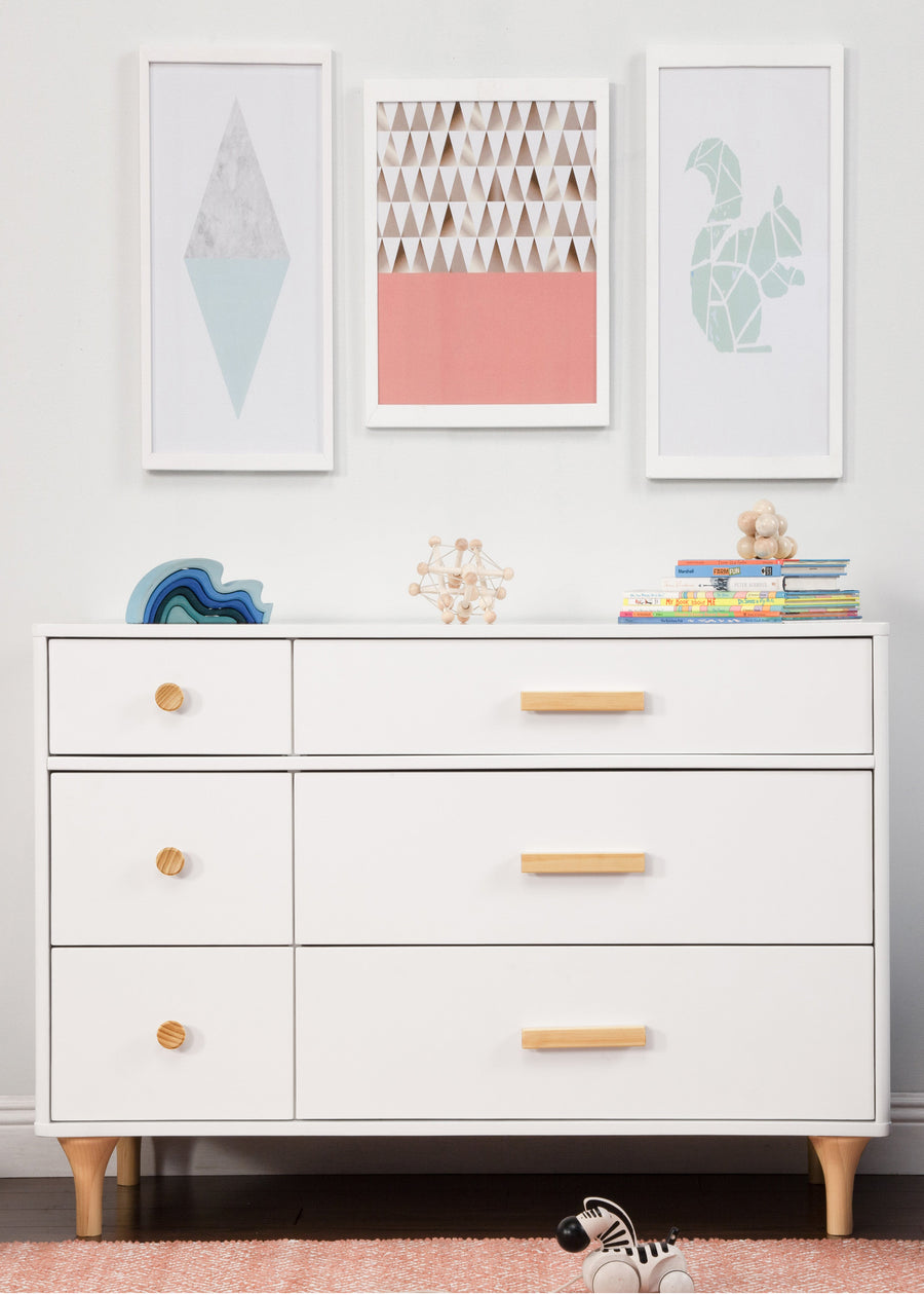 LOLLY 6 DRAWER ASSEMBLED DOUBLE DRESSER - BLACK/WASHED NATURALLOLLY 6 DRAWER ASSEMBLED DOUBLE DRESSER - WHITE/NATURAL