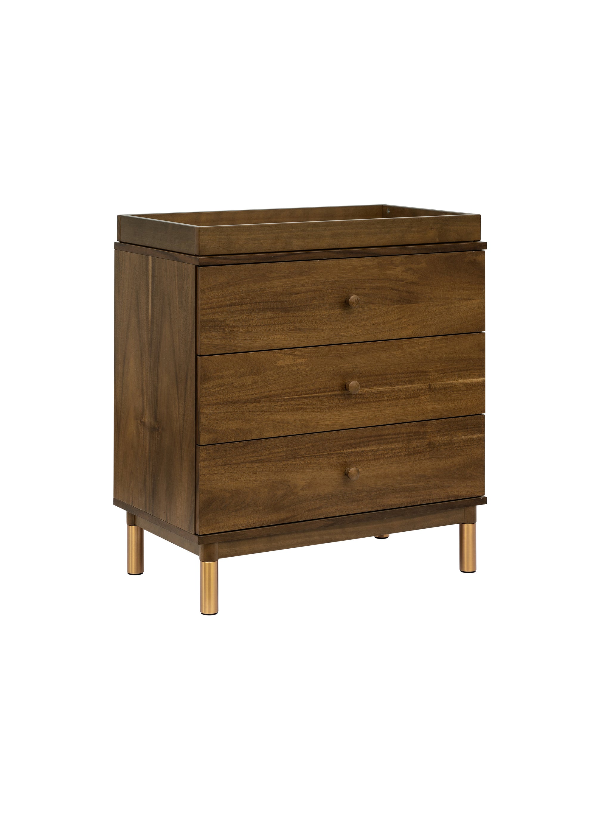 GELATO 3 DRAWER CHANGER DRESSER - NATURAL WALNUT AND GOLD FEET