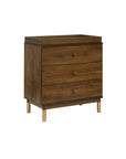GELATO 3 DRAWER CHANGER DRESSER - NATURAL WALNUT AND GOLD FEET