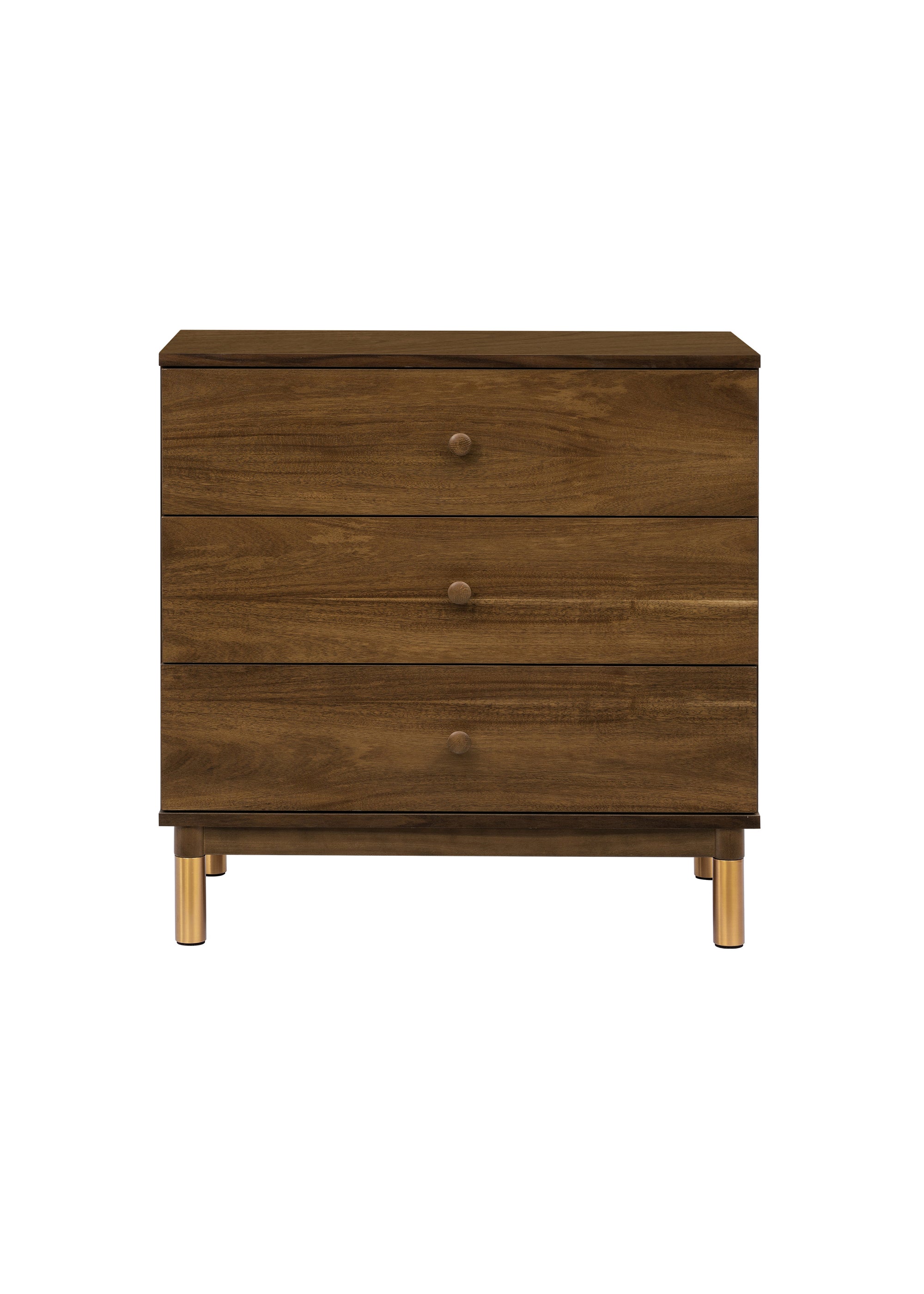 GELATO 3 DRAWER CHANGER DRESSER - NATURAL WALNUT AND GOLD FEET