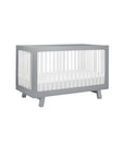 HUDSON 3-IN-1 CONVERTIBLE CRIB WITH TODDLER BED CONVERSION KIT - GREY/WHITE