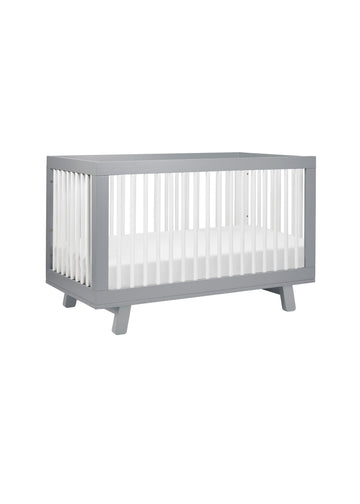 HUDSON 3-IN-1 CONVERTIBLE CRIB WITH TODDLER BED CONVERSION KIT - GREY/WHITE