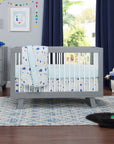 HUDSON 3-IN-1 CONVERTIBLE CRIB WITH TODDLER BED CONVERSION KIT - GREY/WHITE