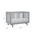 HUDSON 3-IN-1 CONVERTIBLE CRIB WITH TODDLER BED CONVERSION KIT - GREY
