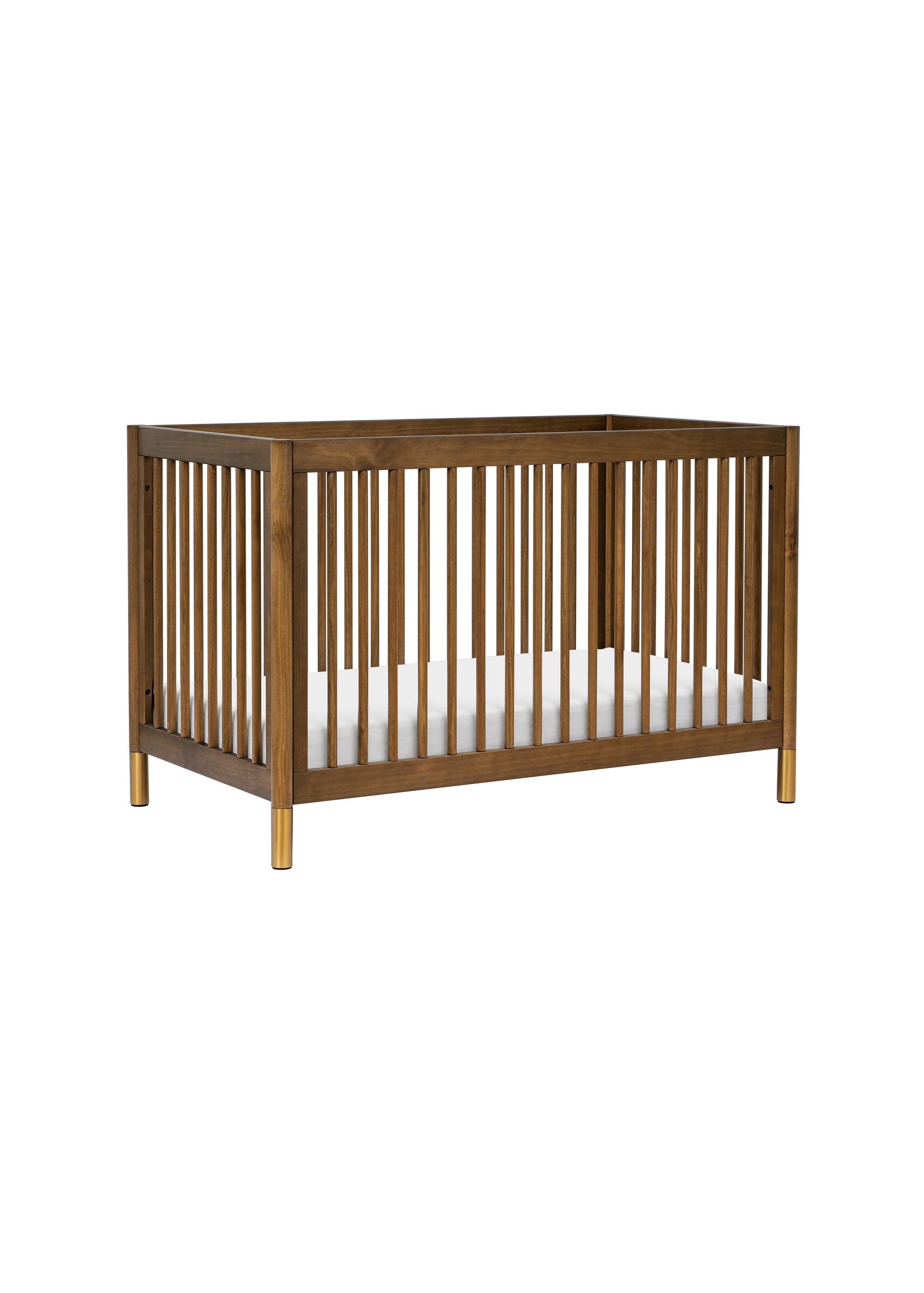 GELATO 4-IN-1 CONVERTIBLE CRIB WITH TODDLER BED CONVERSION KIT - NATURAL WALNUT AND GOLD FEET