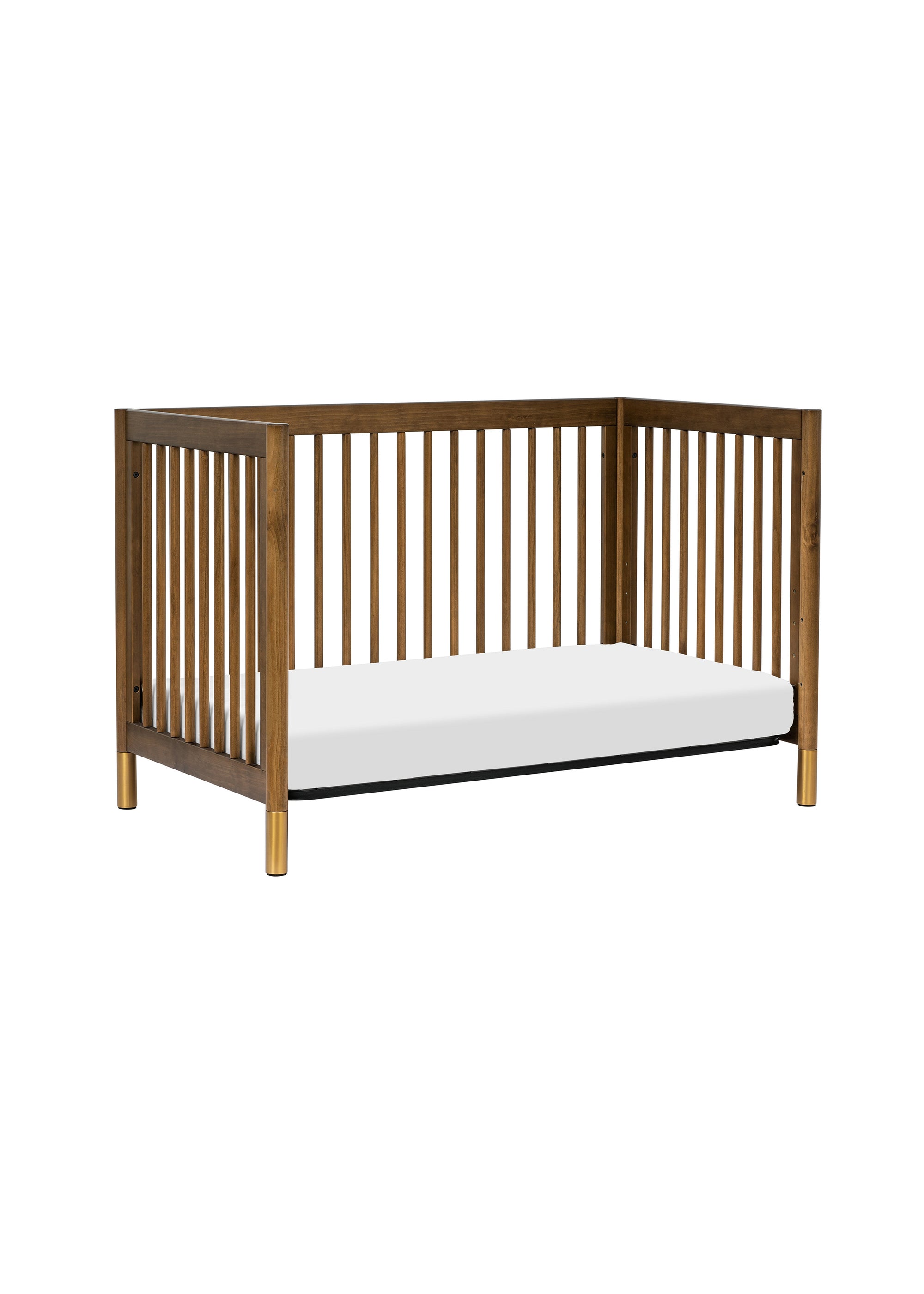 GELATO 4-IN-1 CONVERTIBLE CRIB WITH TODDLER BED CONVERSION KIT - NATURAL WALNUT AND GOLD FEET