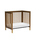 GELATO 4-IN-1 CONVERTIBLE MINI CRIB - NATURAL WALNUT AND GOLD FEET
