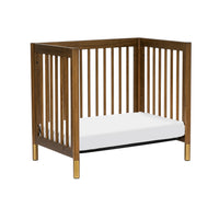 GELATO 4-IN-1 CONVERTIBLE MINI CRIB - NATURAL WALNUT AND GOLD FEET