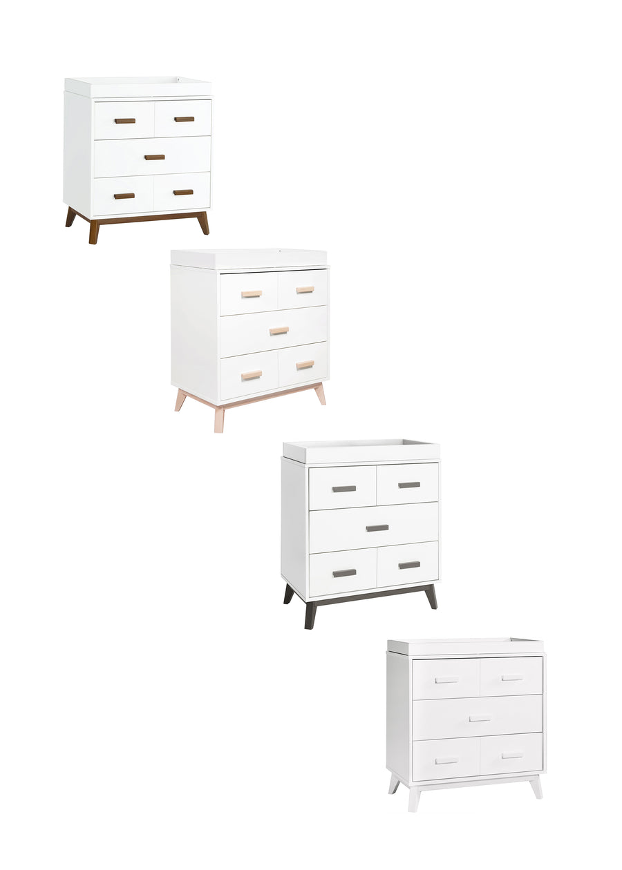 SCOOT 3-DRAWER CHANGER DRESSER WITH REMOVABLE CHANGING TRAY - COLOR OPTIONS