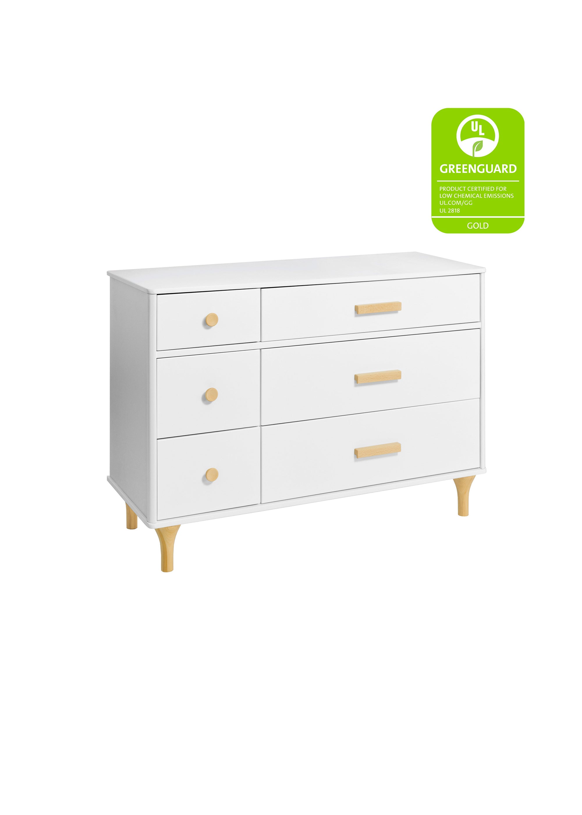 LOLLY 6 DRAWER ASSEMBLED DOUBLE DRESSER - WHITE/NATURAL