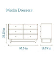 6 DRAWER DRESSER - CLASSIC - WHITE/BIRCH