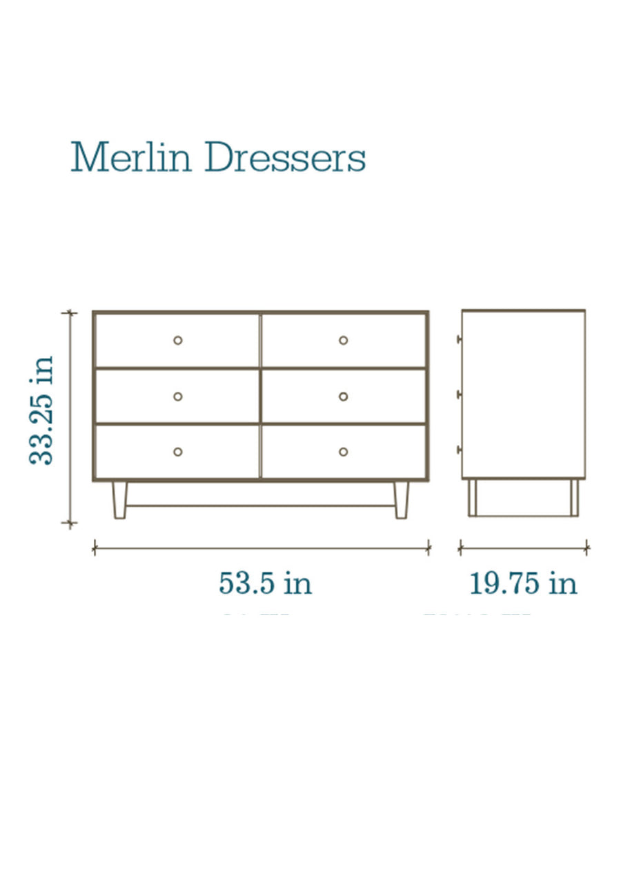 6 DRAWER DRESSER - SPARROW - WHITE/BIRCH