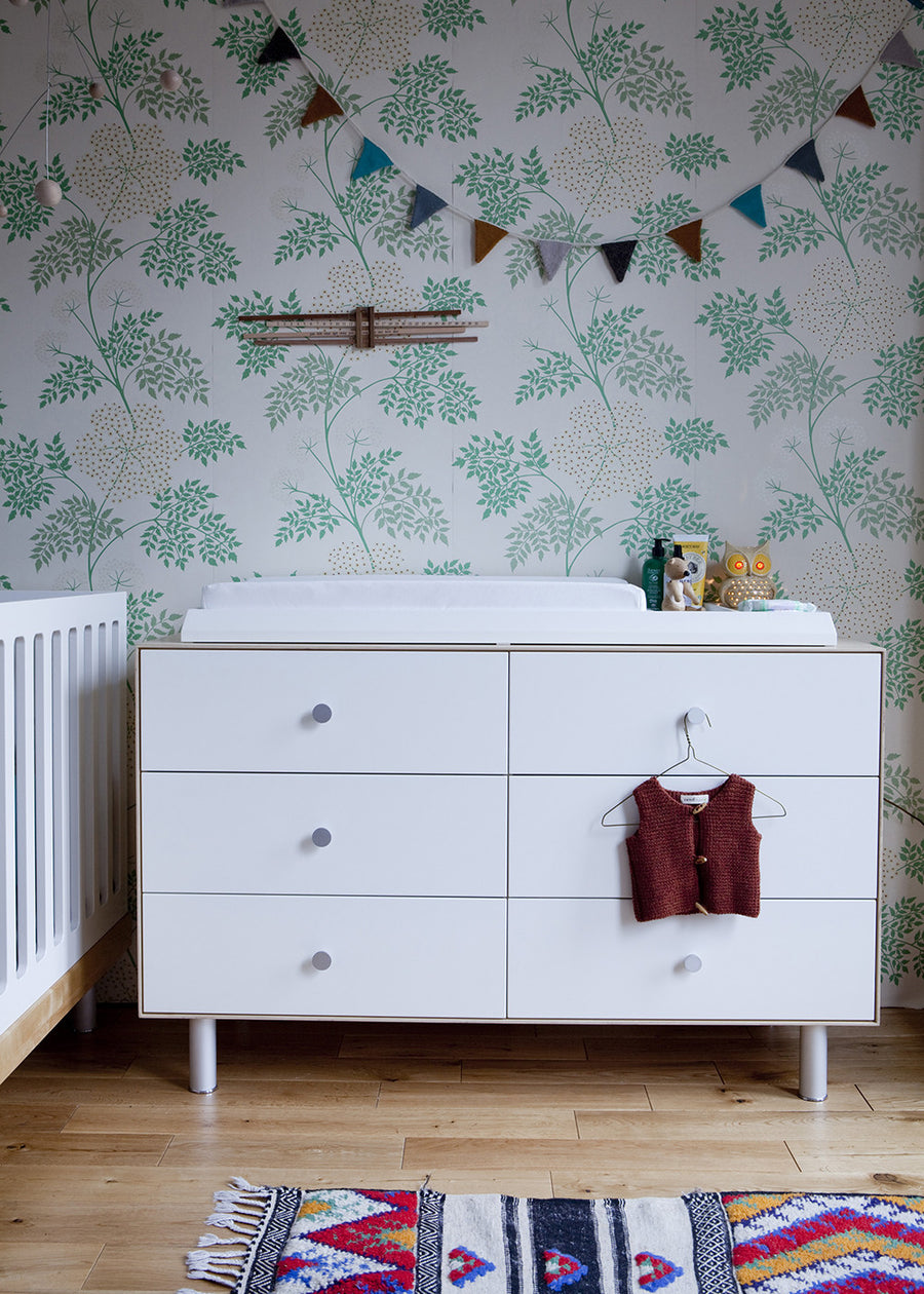 6 DRAWER DRESSER - CLASSIC - WHITE/BIRCH