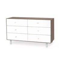 6 DRAWER DRESSER - CLASSIC - WHITE/WALNUT