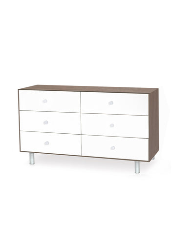 6 DRAWER DRESSER - CLASSIC - WHITE/WALNUT