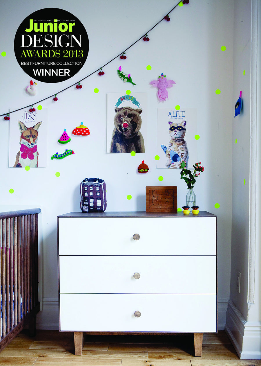 3 DRAWER DRESSER - RHEA - WHITE/WALNUT