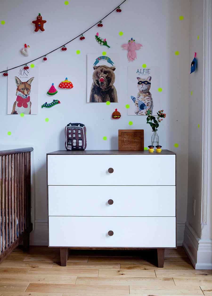 3 DRAWER DRESSER - RHEA - WHITE/WALNUT