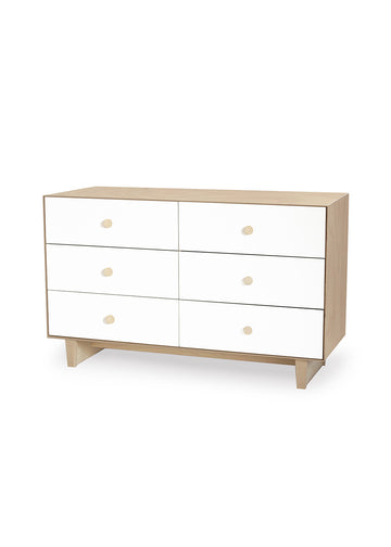 6 DRAWER DRESSER - RHEA - WHITE/BIRCH