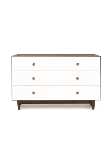 6 DRAWER DRESSER - RHEA - WHITE/WALNUT