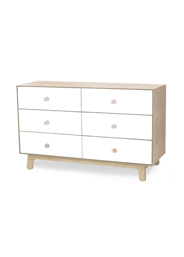 6 DRAWER DRESSER - SPARROW - WHITE/BIRCH