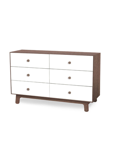 6 DRAWER DRESSER - SPARROW - WHITE/WALNUT