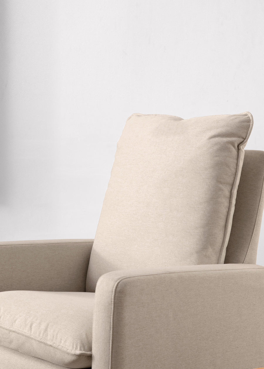CALI PILLOWBACK SWIVEL GLIDER IN ECO PERFORMANCE FABRIC