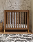 GELATO 4-IN-1 CONVERTIBLE MINI CRIB - NATURAL WALNUT AND GOLD FEET