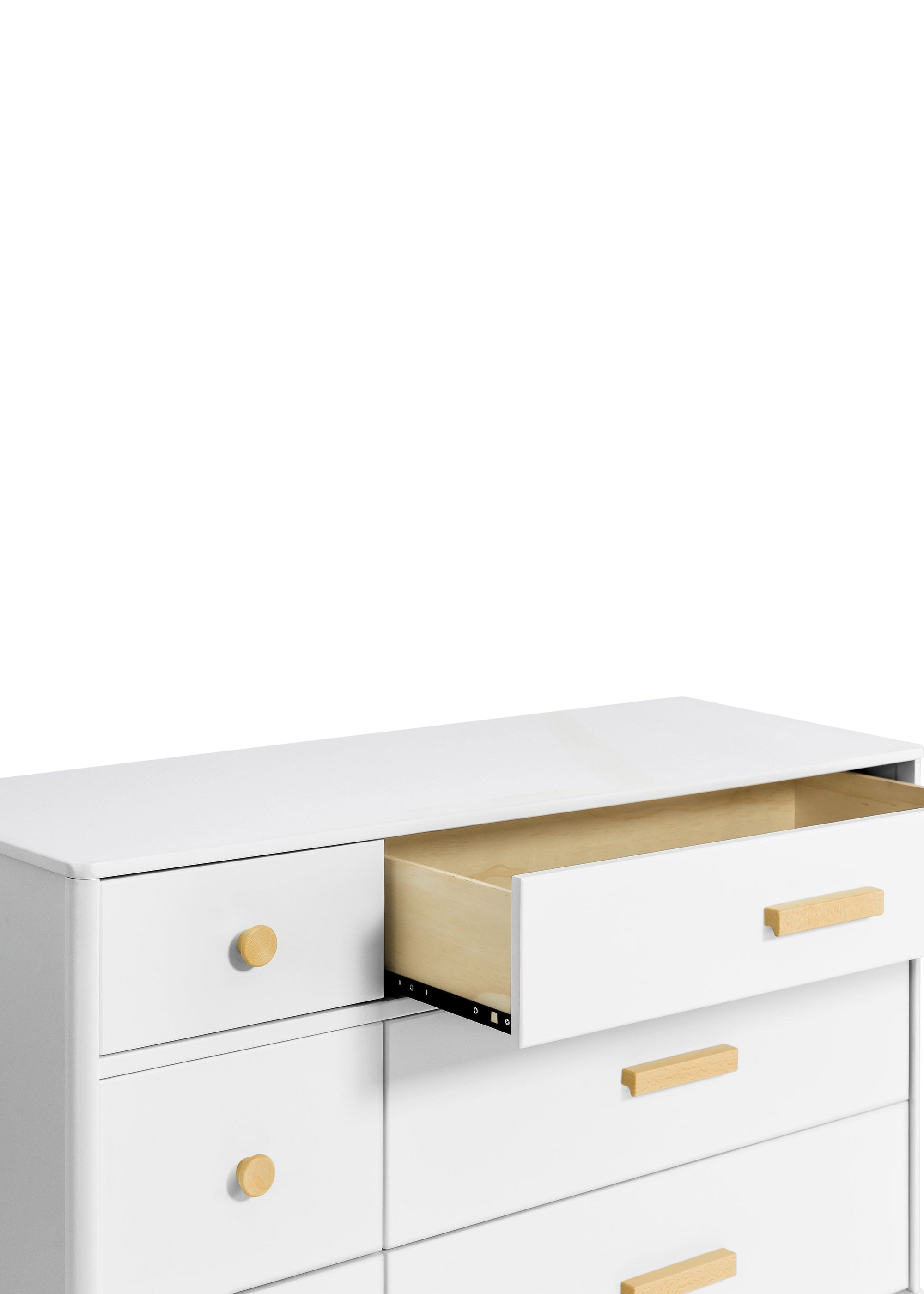 LOLLY 6 DRAWER ASSEMBLED DOUBLE DRESSER - WHITE/NATURAL