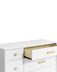 LOLLY 6 DRAWER ASSEMBLED DOUBLE DRESSER - WHITE/NATURAL