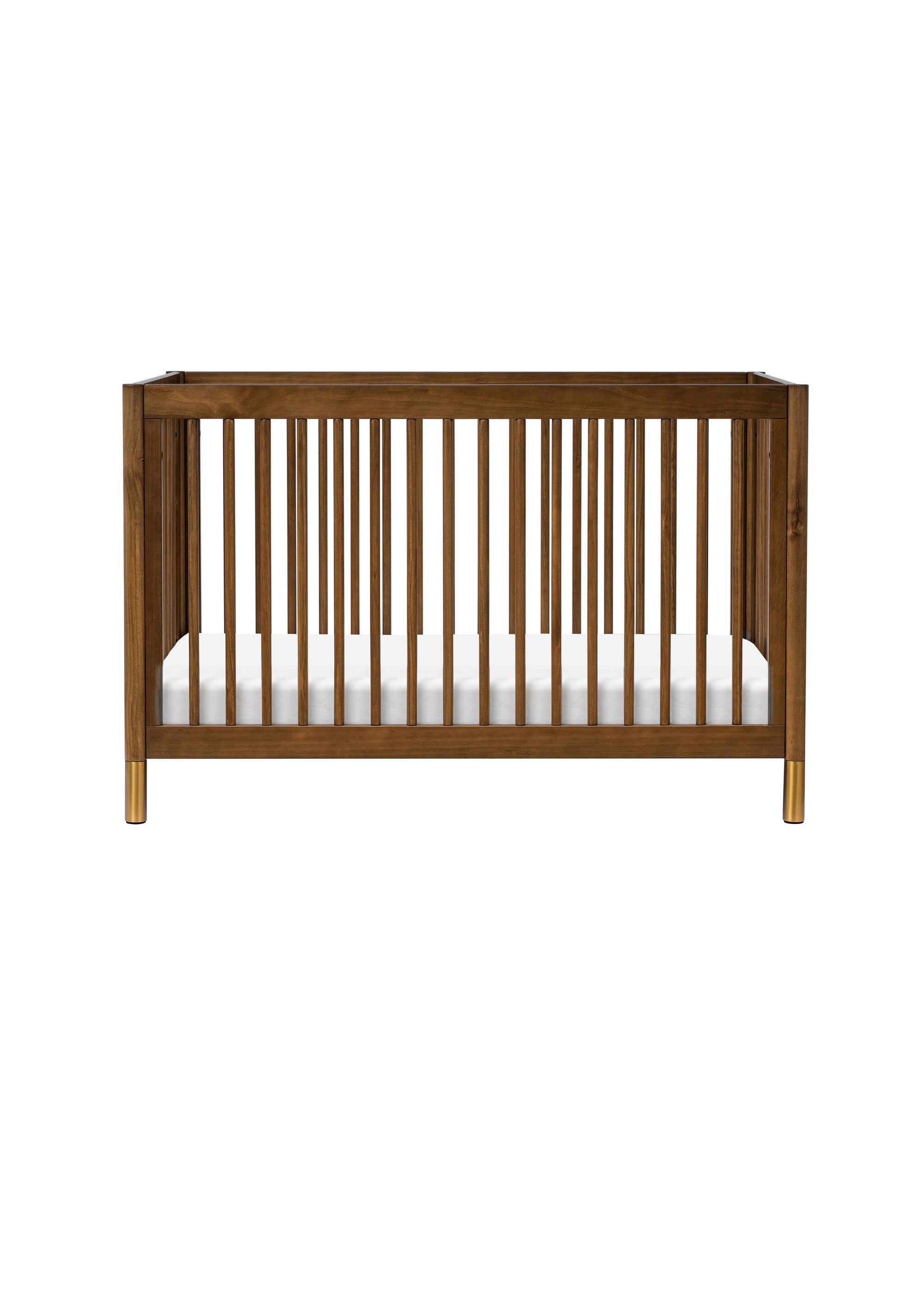 GELATO 4-IN-1 CONVERTIBLE CRIB WITH TODDLER BED CONVERSION KIT - NATURAL WALNUT AND GOLD FEET