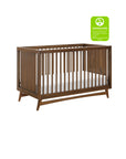 PEGGY 3 IN 1 CONVERTIBLE CRIB WITH TODDLER BED CONVERTIBLE KIT - NATURAL WALNUT
