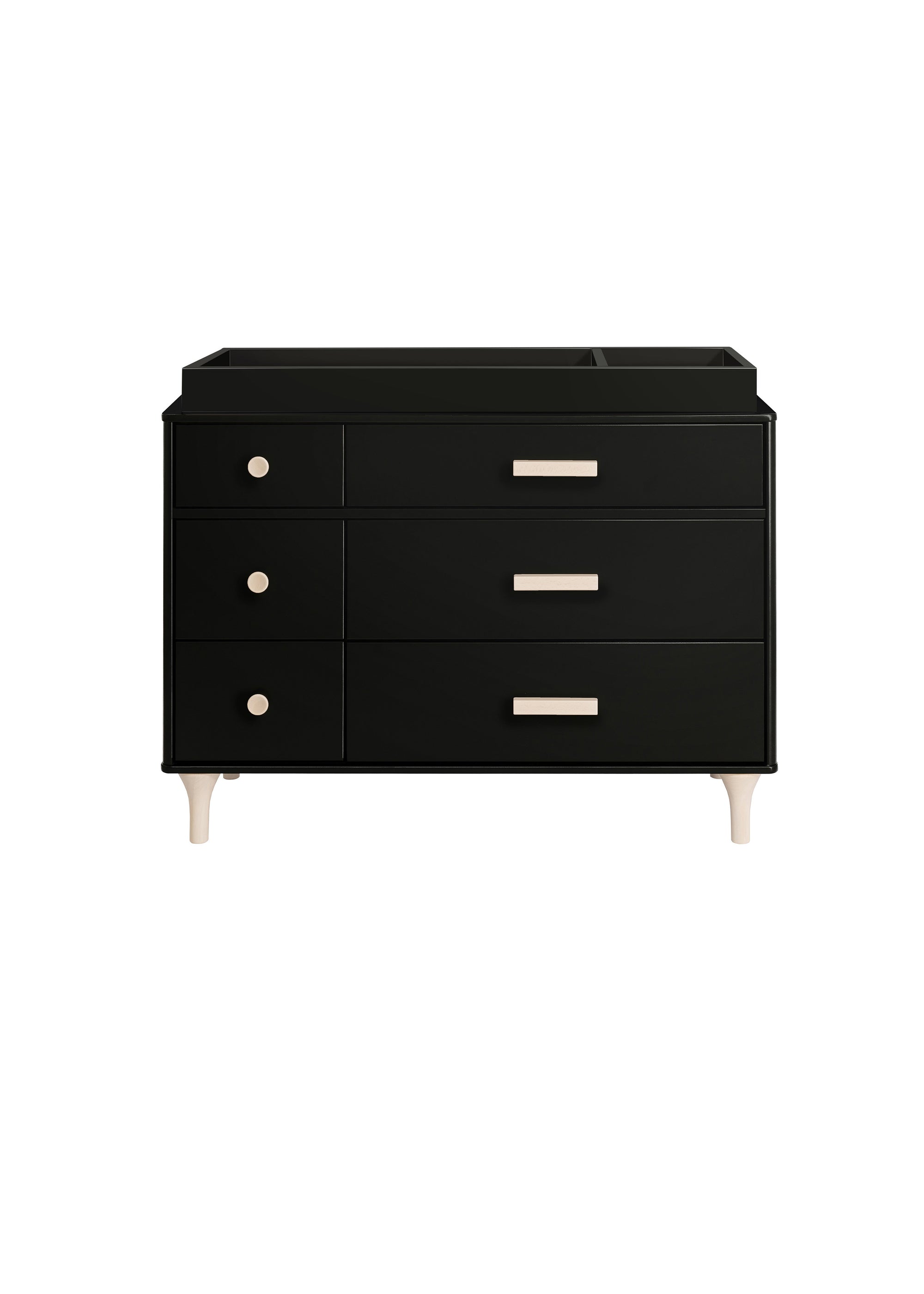 LOLLY 6 DRAWER ASSEMBLED DOUBLE DRESSER - BLACK/WASHED NATURAL