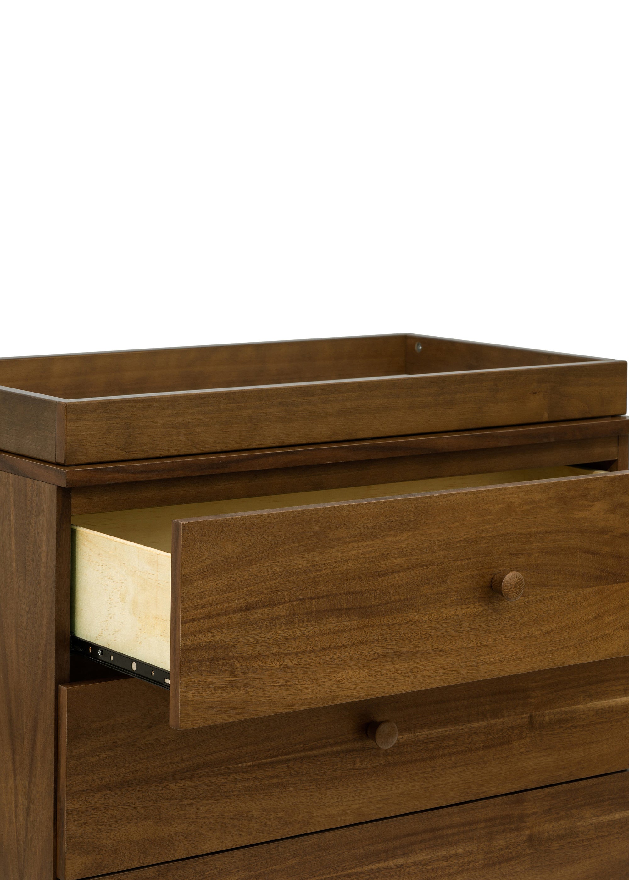 GELATO 3 DRAWER CHANGER DRESSER - NATURAL WALNUT AND GOLD FEET