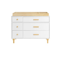 LOLLY 6 DRAWER ASSEMBLED DOUBLE DRESSER - WHITE/NATURAL