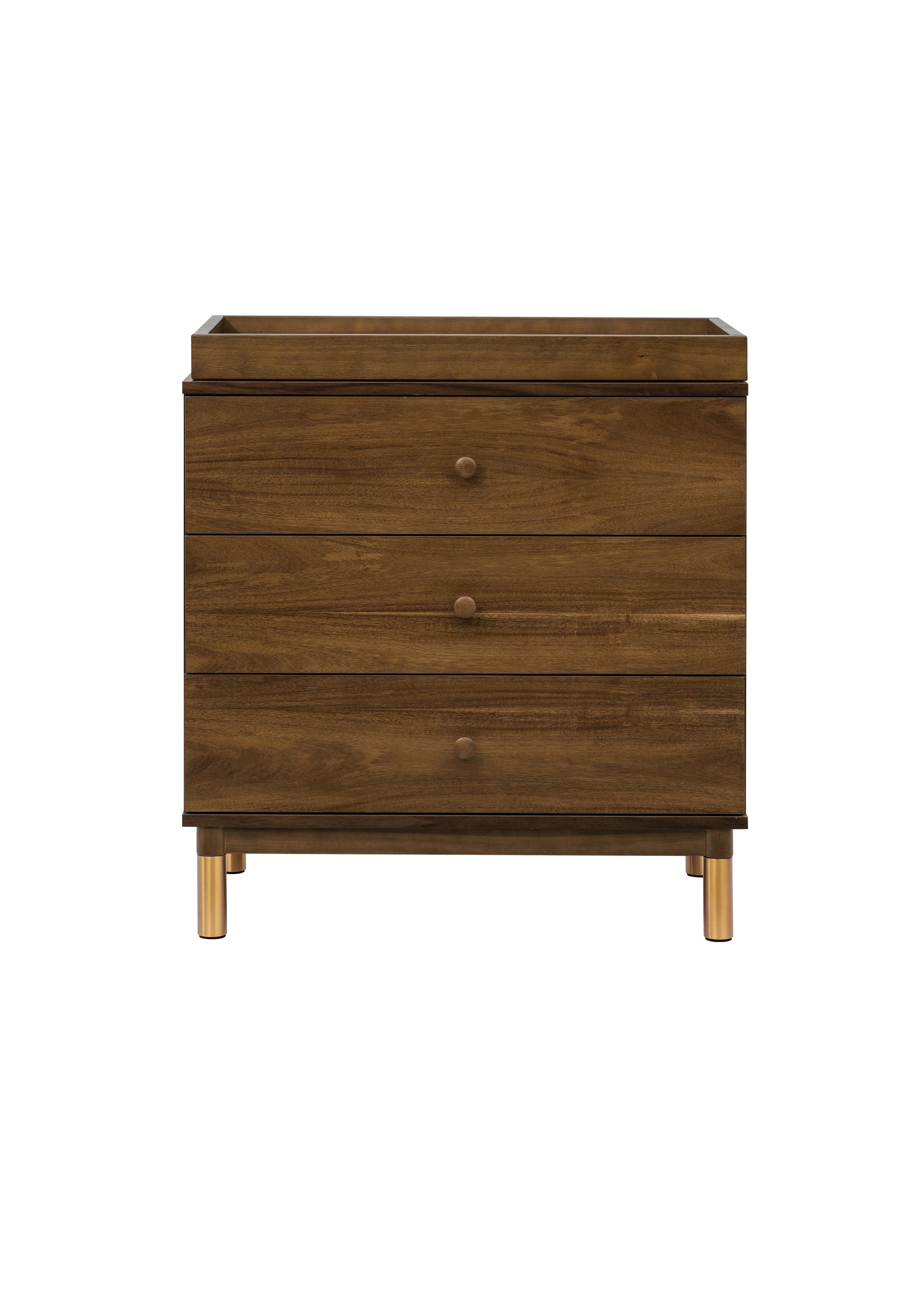 GELATO 3 DRAWER CHANGER DRESSER - NATURAL WALNUT AND GOLD FEET