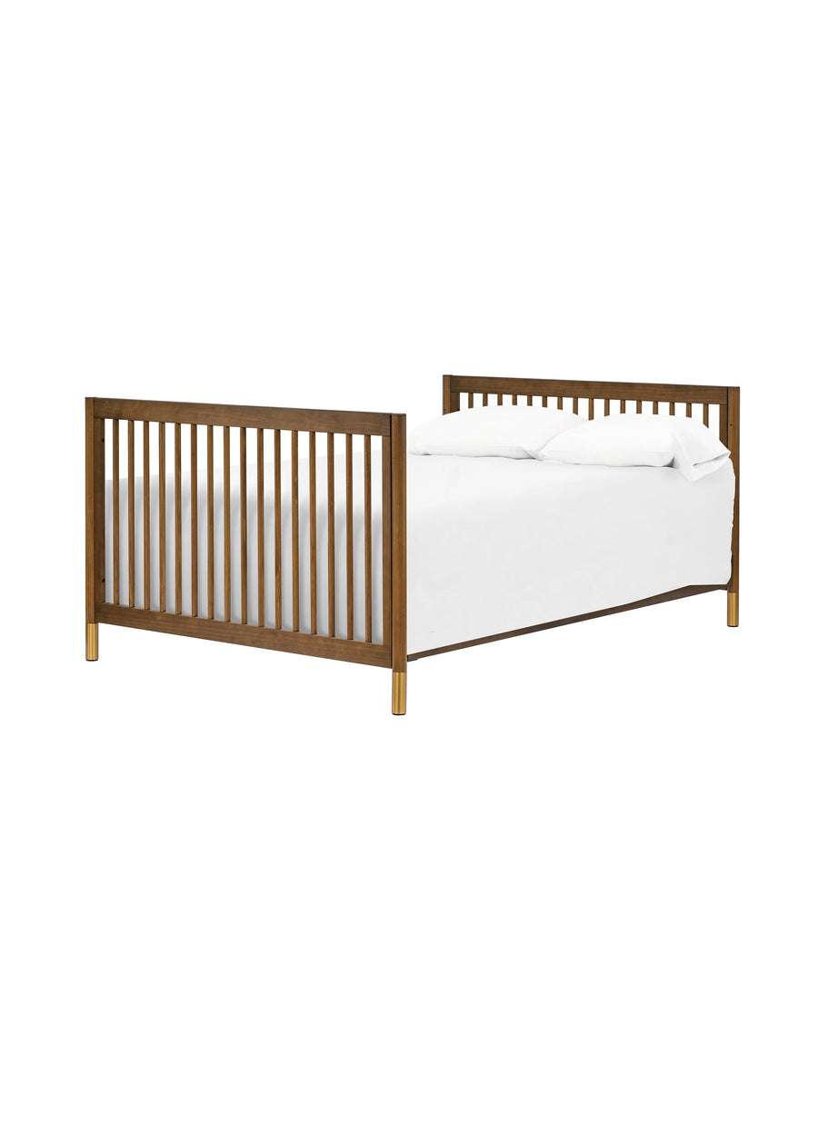 GELATO 4-IN-1 CONVERTIBLE CRIB WITH TODDLER BED CONVERSION KIT - NATURAL WALNUT AND GOLD FEET
