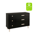 LOLLY 6 DRAWER ASSEMBLED DOUBLE DRESSER - BLACK/WASHED NATURAL