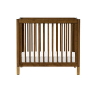 GELATO 4-IN-1 CONVERTIBLE MINI CRIB - NATURAL WALNUT AND GOLD FEET